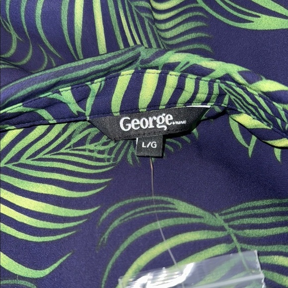 George Navy and Green Leaf Print Tunic - Picture 2 of 12